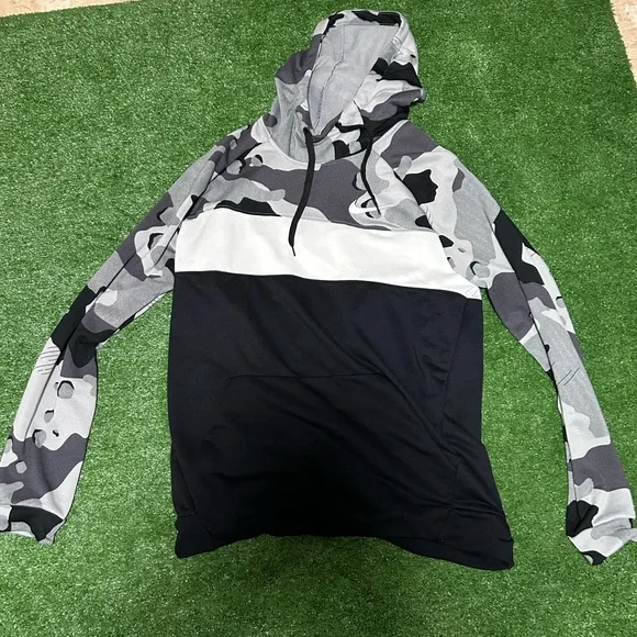 Nike Shirts Nike Black Gray Camo Hooded Sweatshirt Large